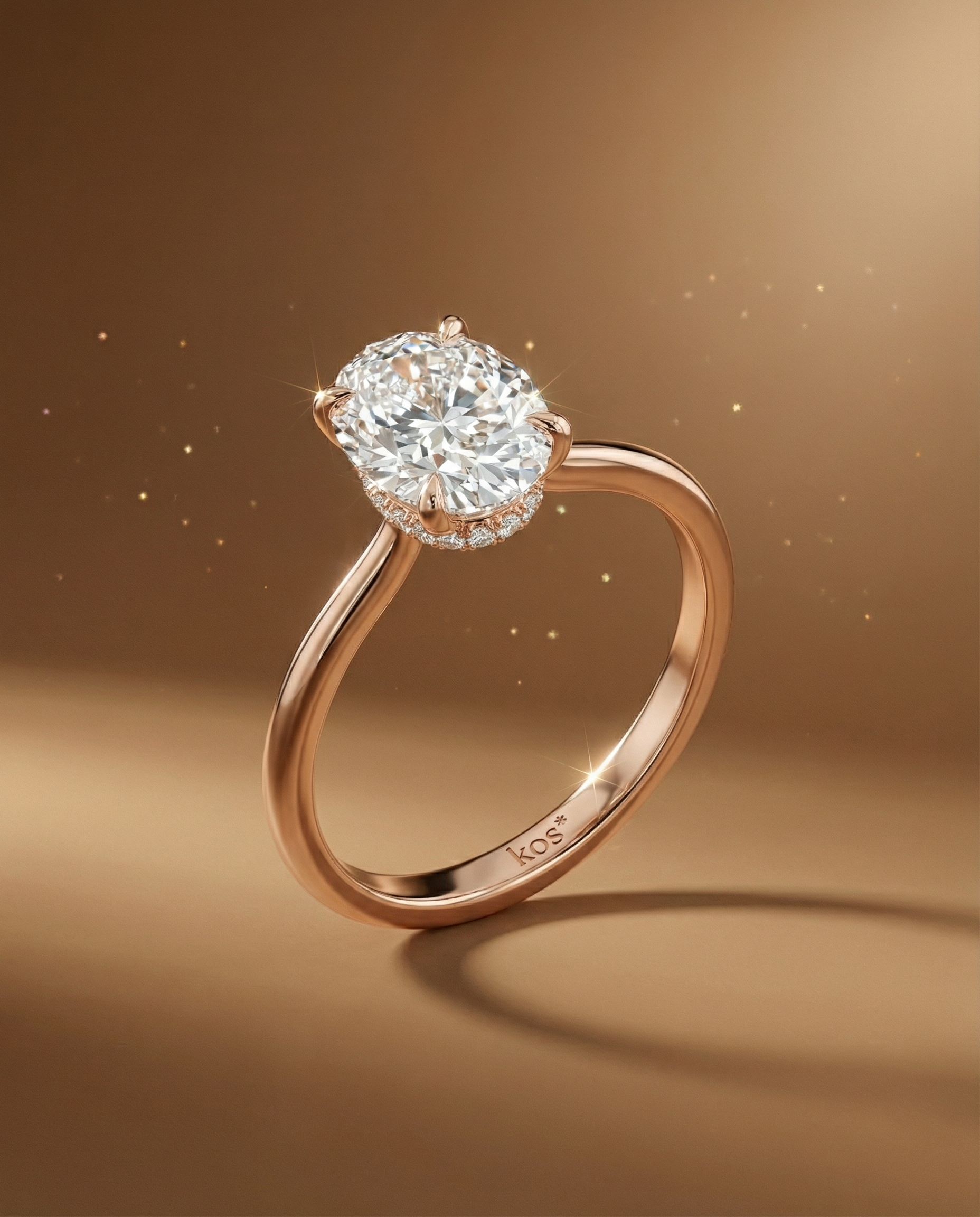 แหวนเพชร Oval ตัวเรือนสี Rose Gold