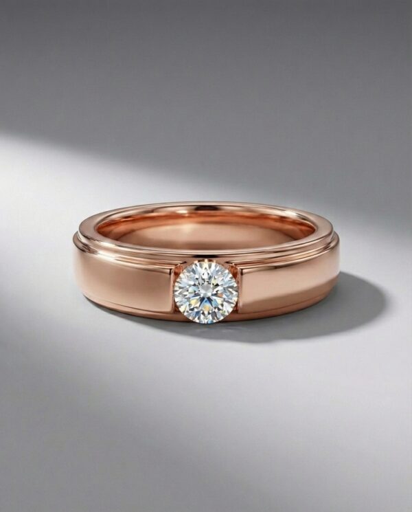 แหวนชาย เพชรกลม ตัวเรือนสีี Rose Gold