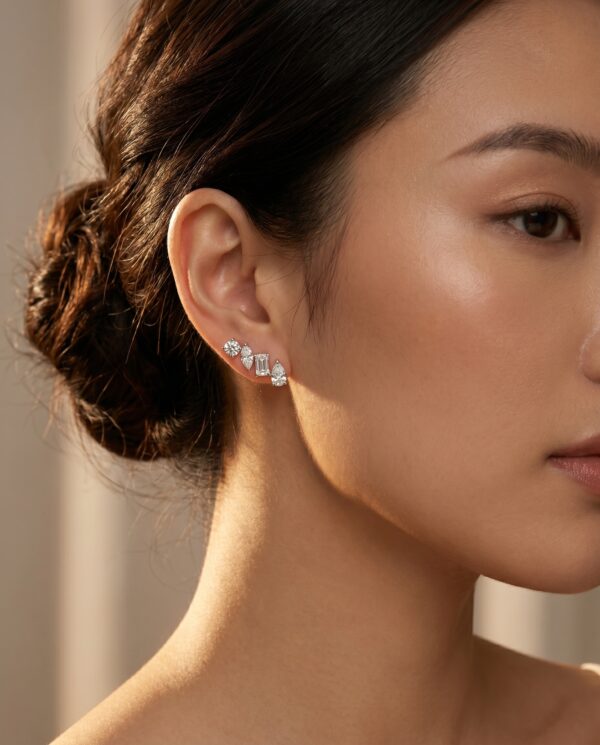 ต่างหูเพชร Mix Shape 4 เม็ด  