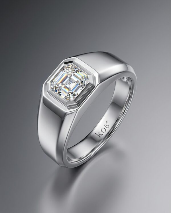 แหวนเพชรชาย เพชรสี่เหลี่ยม Asscher Cut 1 กะรัต