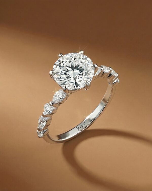 แหวนหมั้น-เพชรทรงกลม-ก้านเพชร-Marquise-Round-kos-jewelry