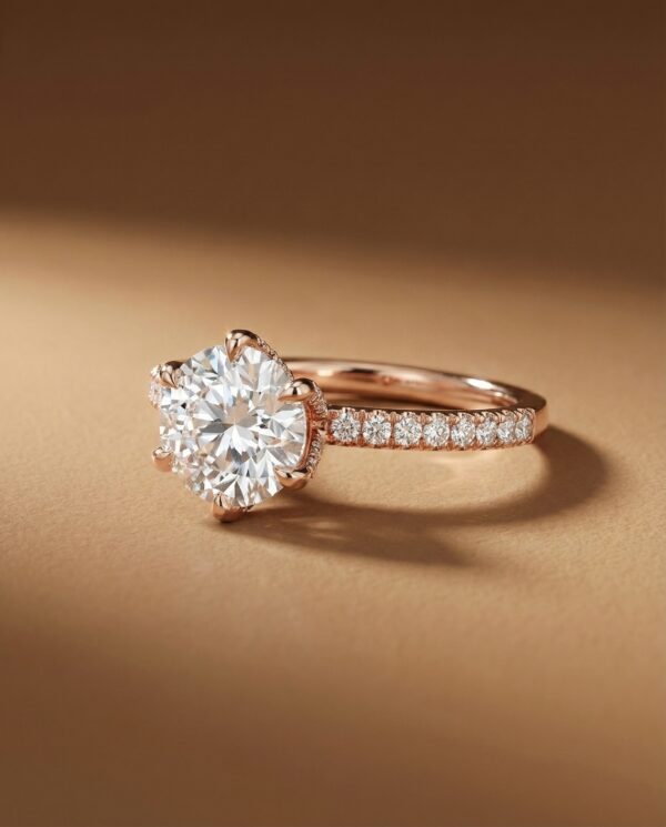 แหวนเพชรกลม 1.5 กะรัต ตัวเรือนสี Rose Gold