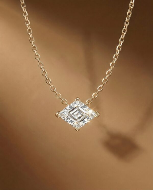 สร้อยเพชรแท้เม็ดเดี่ยว Lozenge Cut Solitaire ตัวเรือนทอง