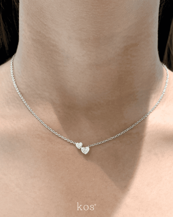สร้อยเพชรแท้ The Two Hearts Diamond ตัวเรือนทองขาว