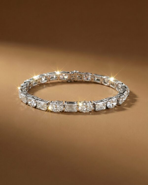 สร้อยข้อมือเพชรแท้-multi-shape-oval-emerald-cut-tennis-bracelet