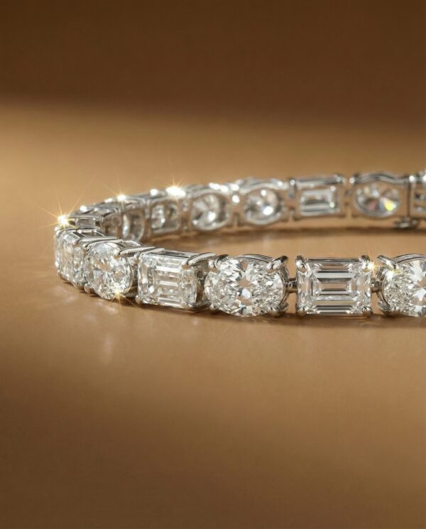 สร้อยข้อมือเพชรแท้-multi-shape-oval-emerald-cut-tennis-bracelet