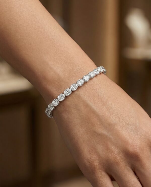 สร้อยข้อมือเพชรแท้-Oval-Tennis-Bracelet-ทองคำขาว
