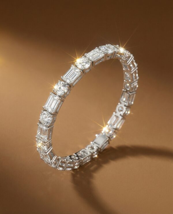 สร้อยข้อมือเพชร-emerald-round-cut-white-gold