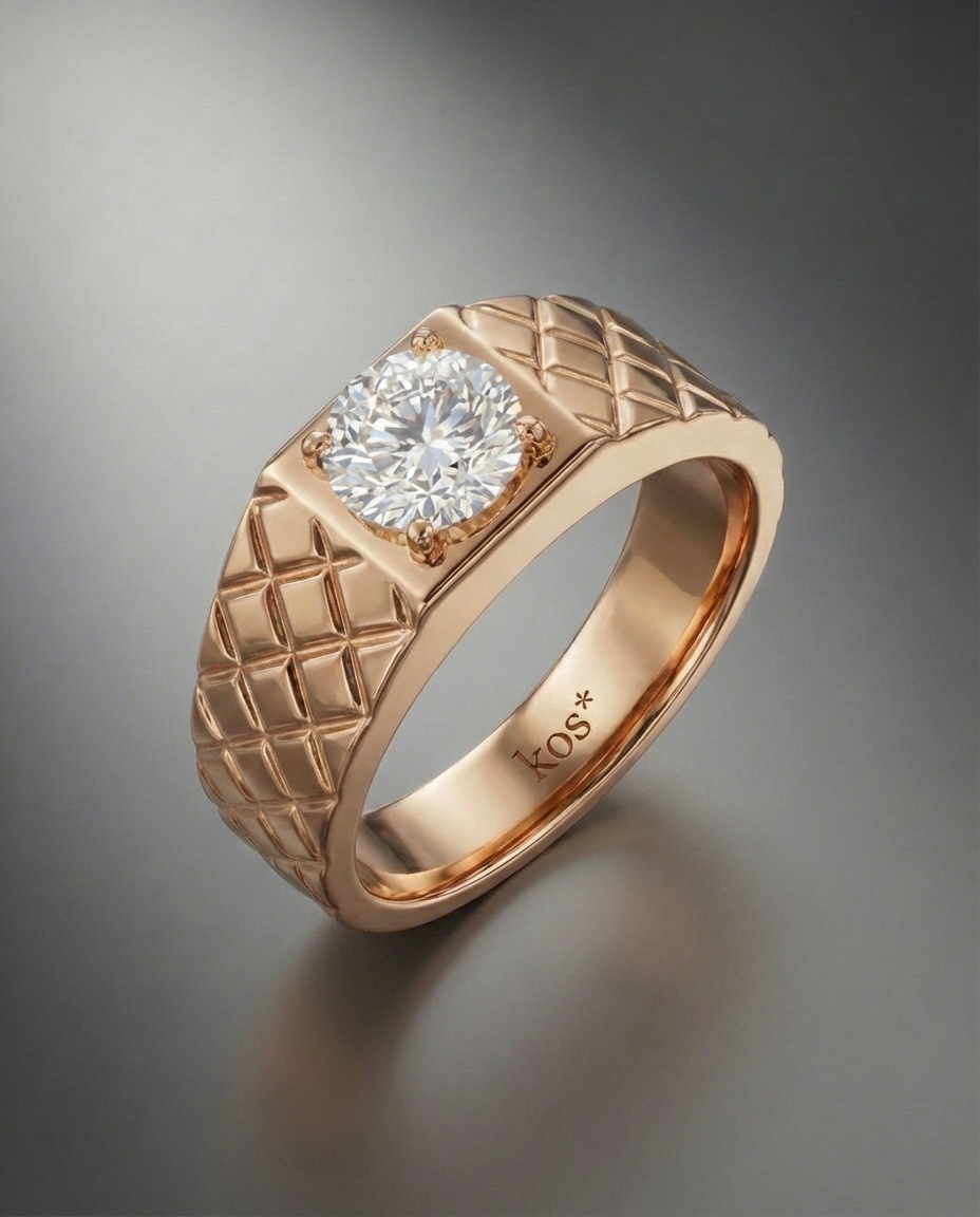 แหวนชาย-rose-gold-ประดับเพชร-ดีไซน์ทันสมัย